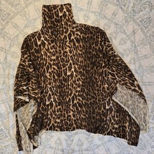 ✨ J. McLaughlin 100% Cashmere Leopard Print Poncho Sweater – One Size ✨